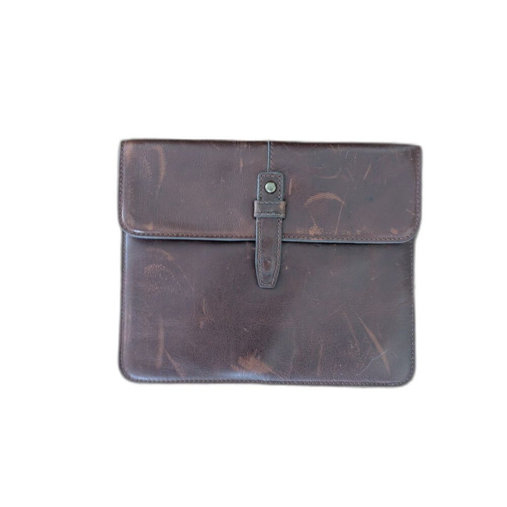 Fossil Leather Tablet Sleeve Case Brown iPad Air Galaxy Tab Portfolio Tech Bag